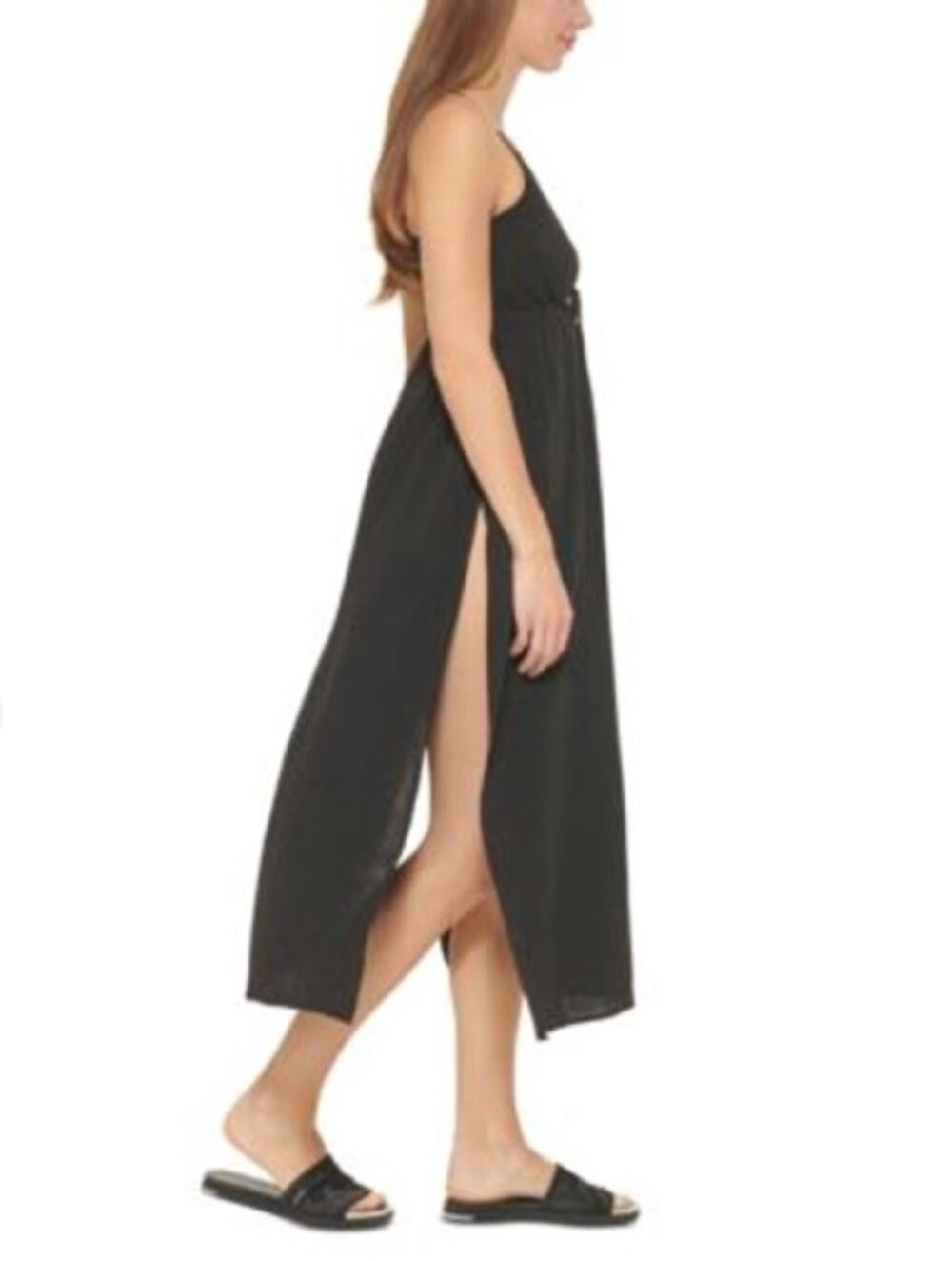 NWT DKNY Side Slit Cover Up Maxi Dress Black Size M